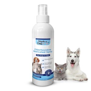 alpha dog series chlorhexidine spray (8 oz) – easy-apply skin relief – soothes hot spots, rashes in dogs & cats - itch relief – lightly scented