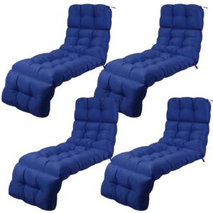 doublefill 4 pcs indoor/outdoor chaise lounge tufted bench cushions, 72"x22" outdoor bench cushion for wicker loveseat porch swing cushions, patio chair furniture replacement cushion (navy blue)