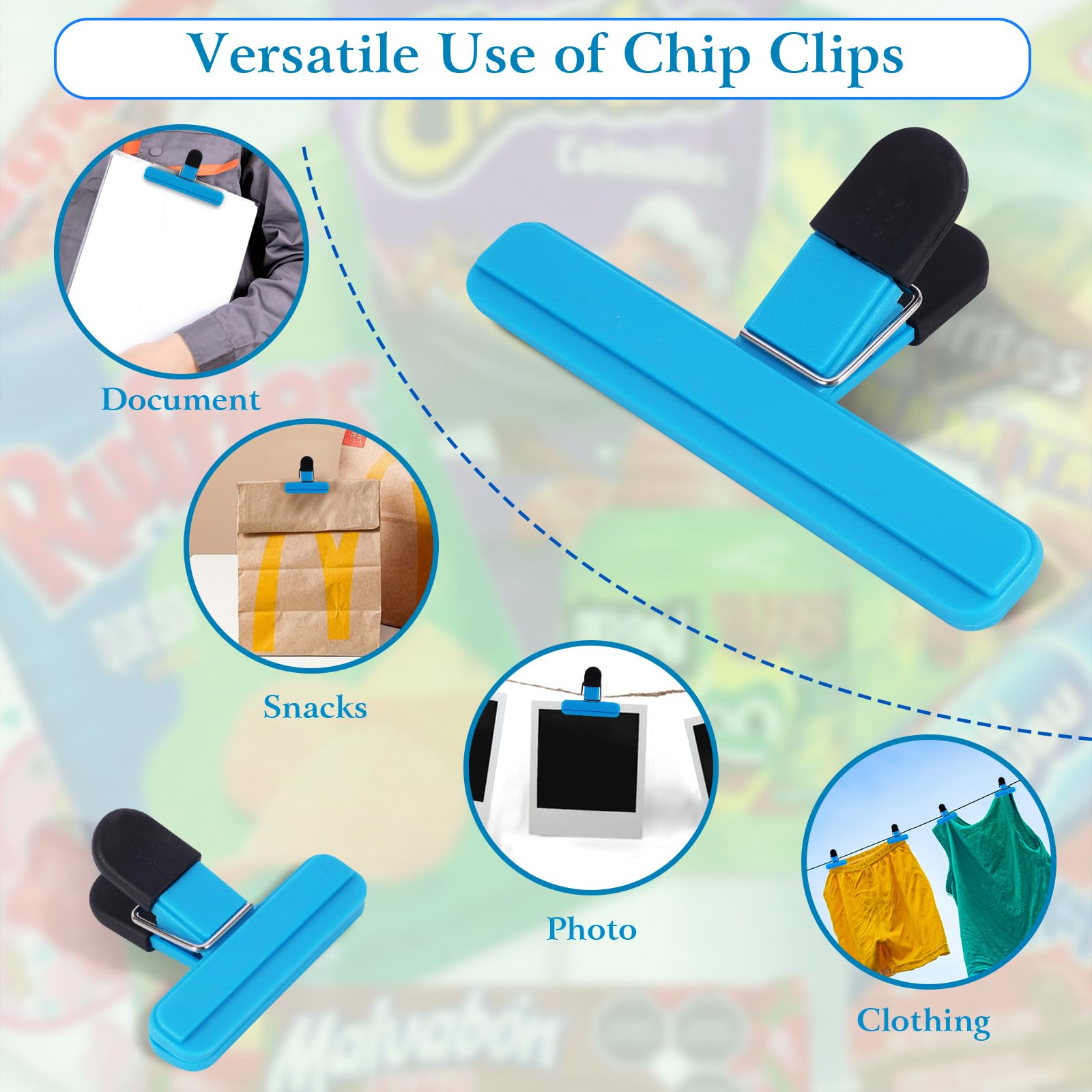 10 Pack Chip Clips Bag Clips Food Clips, Snack Clips Bag Clips for Chips and Other Food Bags, Kitchen Clips for Food Storage(5 x L, 5 x S)