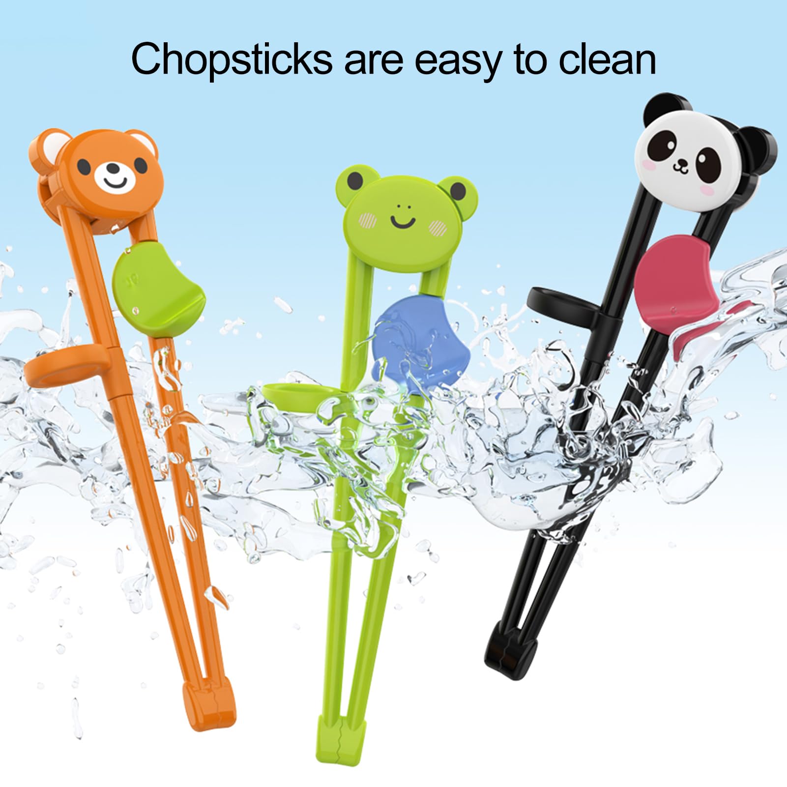 Training Chop-sticks for Kids, Training Chop-sticks Comfortable Grip Chewable Cartoon Chop-sticks for Beginners Learning chop-sticks Black Flatware