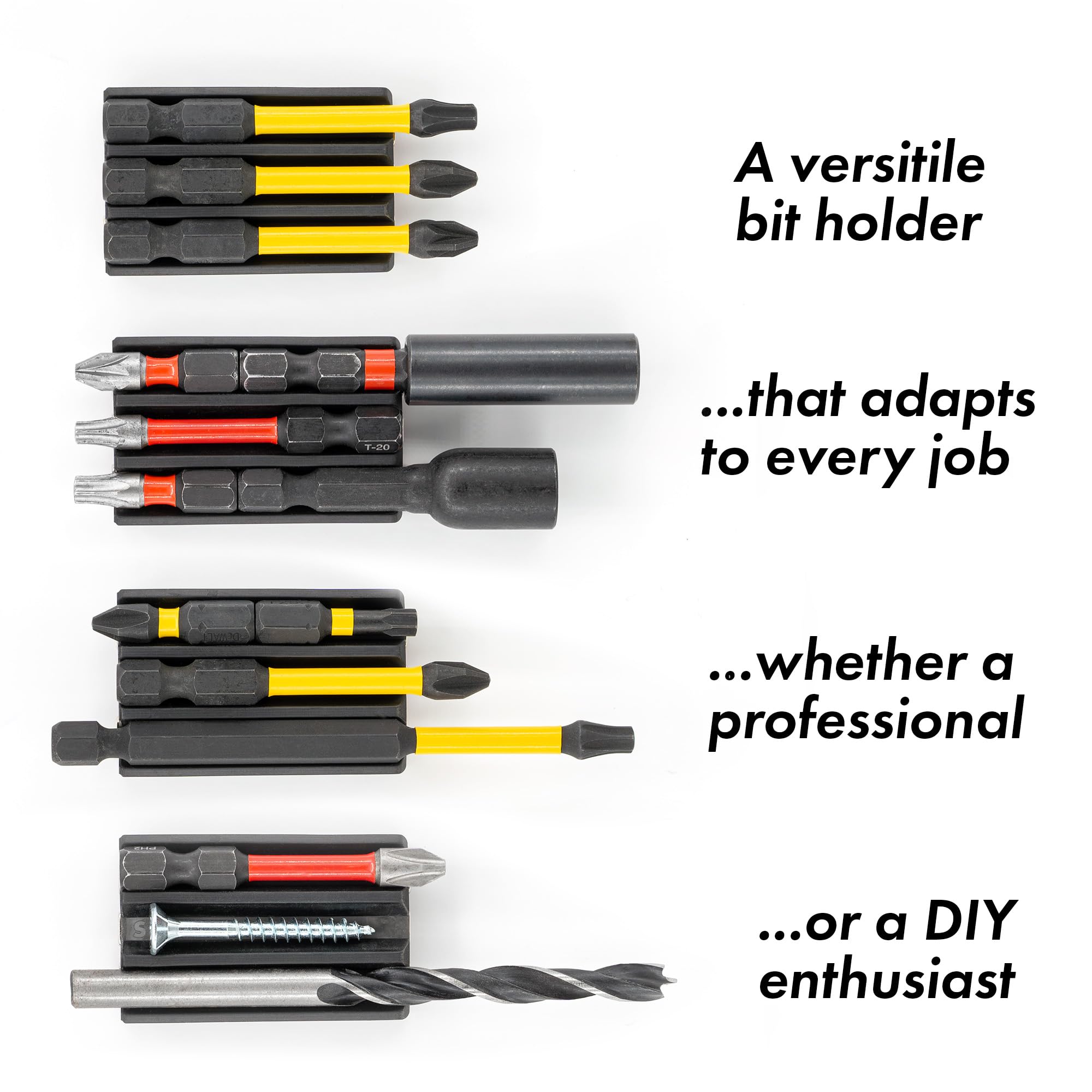 Simon Tools Magnetic Bit Holder for Impact Drivers and Drills - Super Strong Adhesive - Drill Accessory That Fits Most drills: Dewalt, Makita, Klein, Bosch and Milwaukee Bit Holder