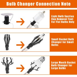 Frebuta Light Bulb Changer Pole,26 to 146In Light Bulb Changer for High Ceilings with Baskets and Suction Cup Light Bulb Remover Long Handle Multi-Purpose Extension Pole Stainless Steel Tube Study