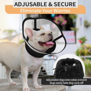 Kuoser Dog Cone, Adjustable Dog Cones for Small Dogs, Soft Dog Cone Collar for Dogs to Stop Licking, Comfy Pet Recovery Collars & Cones Alternative for Dogs After Surgery Wound Healing, Black S