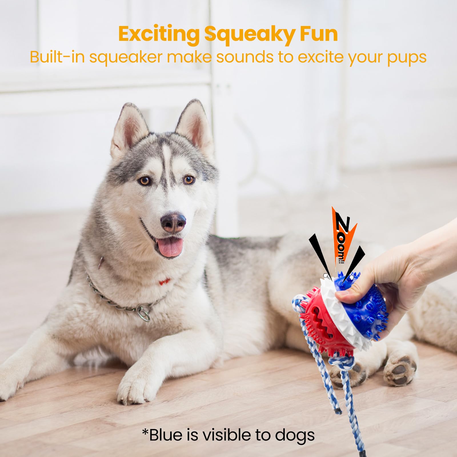 HGB Squeaky Dog Toys for Aggressive Chewers, Tough Dog Chew Toys for Large Medium Dogs, Indestructible Dog Toy to Keep Them Busy, Treat Dispensing Dog Toys for Boredom & Enrichment