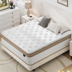 EEN EEN SLEEP King Size Mattress, Upgrade Strengthen 12 Inch Firm Hybrid King Mattress in A Box, Mattress King Size with High Density Memory Foam and Independent Pocket Springs, Strong Edge Support