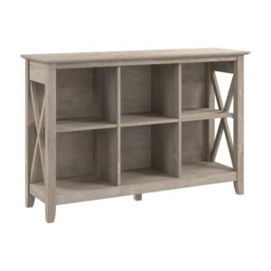 bush furniture key west 6 cube bookcase in washed gray, small organizer for home office, living room, and entryway