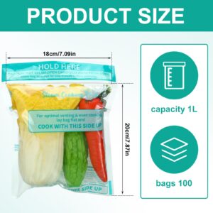 Resurhang 100 Pack Zipper Microwave Steam Bags Reusable Steam Cooking Bags for Vegetables Potatoes and Meat