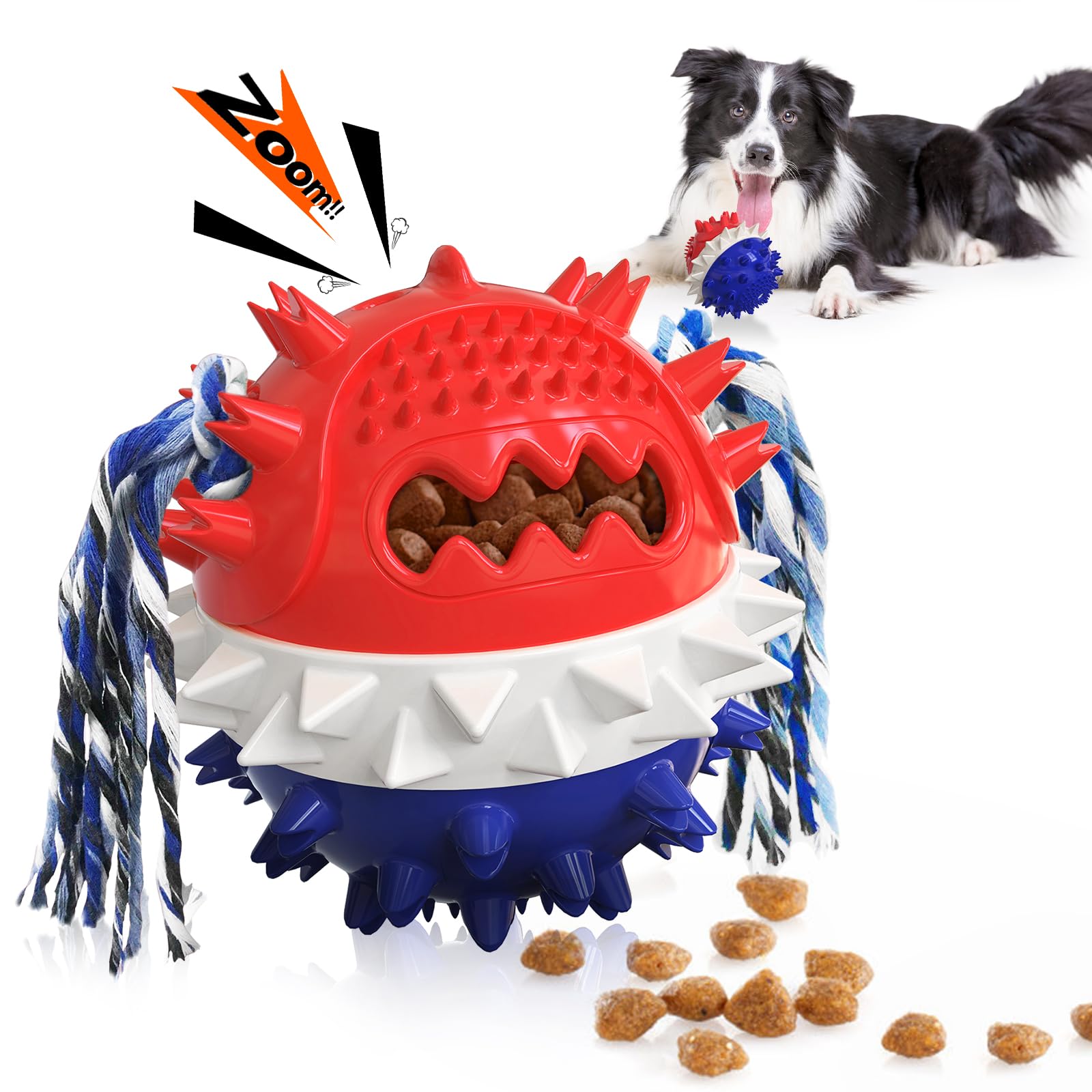 HGB Squeaky Dog Toys for Aggressive Chewers, Tough Dog Chew Toys for Large Medium Dogs, Indestructible Dog Toy to Keep Them Busy, Treat Dispensing Dog Toys for Boredom & Enrichment