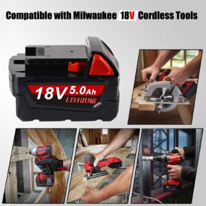 FEOTDN 2Packs 5.0Ah XC Lithium-ion 18V Replacement Battery for Milwaukee M-18 Battery Compatible with Milwaukee 18V Cordless Power Tools