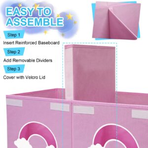 Large Toy Box Chest,Collapsible Sturdy Storage Bins with Lids,Large Kids Toy Storage Organizer Boxes Baskets for Kids,Boys,Girls,Toddler,Nursery Room,Playroom(Pink Cloud)