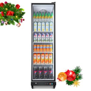 bodegacooler commercial merchandiser refrigerator,12.5 cu.ft glass door display refrigerator,upright commercial beverage display cooler with soft led light,adjustable shelves,black