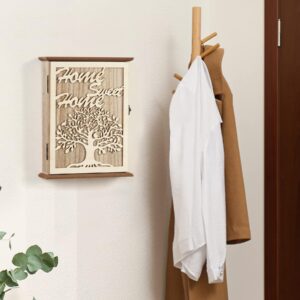 QILICHZ Wooden Key Holder Wall Mount,Decorative Key Holder for Wall,Wall Key Holder with 6 Storage Hooks,Wood Key Rack,Rustic Key Hook,Key Hanger for Farmhouse Entryway Doorway Hallway