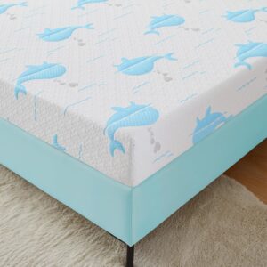 VFD Twin Mattress 5 Inch, Medium Firm Memory Foam Mattress with Removable Washable Cover Bed in a Box with Zip Cover Dolphin Pattern, CertiPUR-US Certified (5 in, Twin)