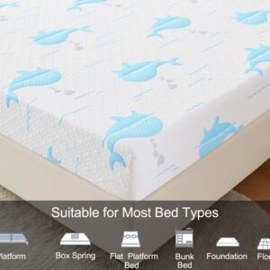 VFD Twin Mattress 5 Inch, Medium Firm Memory Foam Mattress with Removable Washable Cover Bed in a Box with Zip Cover Dolphin Pattern, CertiPUR-US Certified (5 in, Twin)