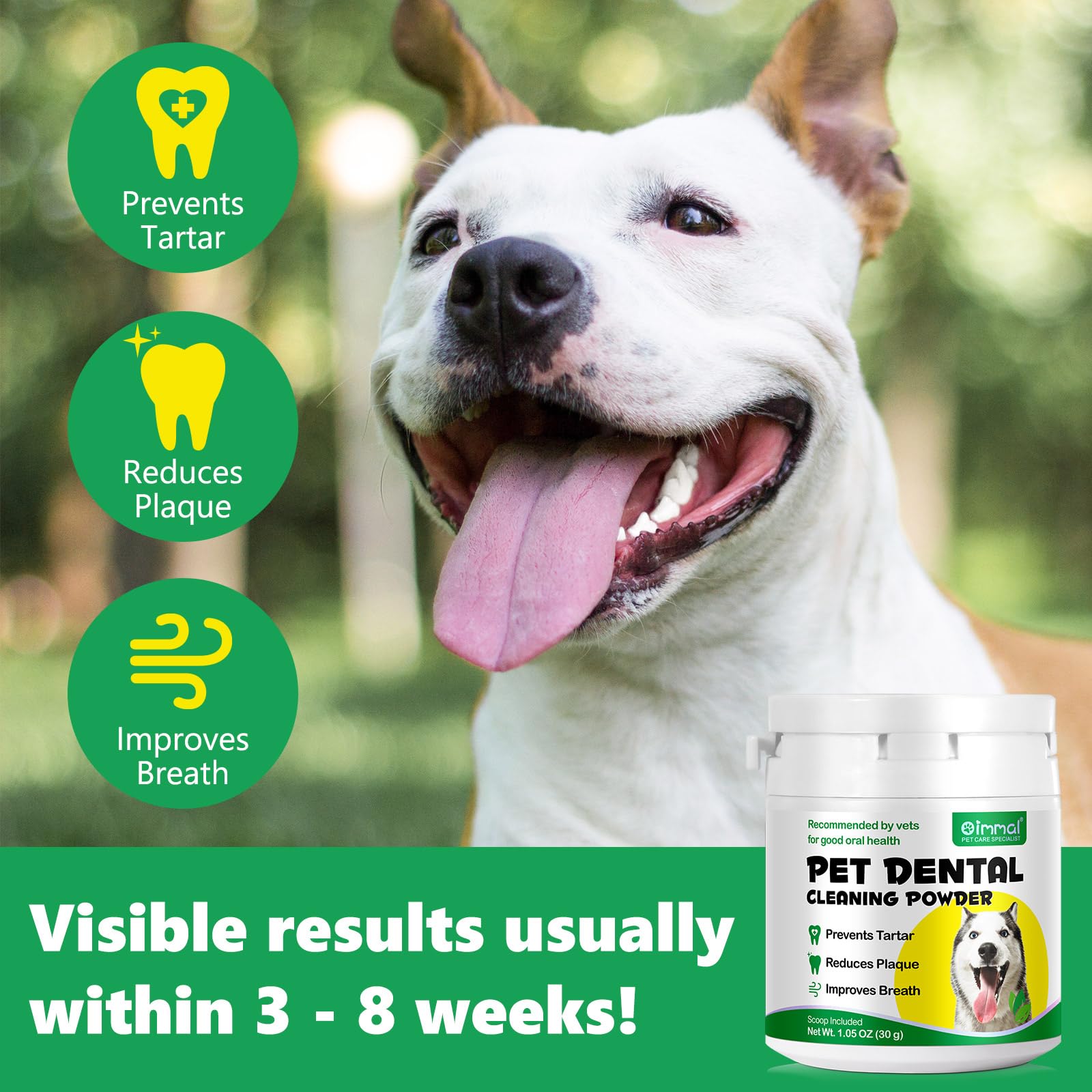 Dog Dental Powder, Teeth Cleaning Powder for Dogs, Dental Care for Dog Teeth Breath Freshener, Plaque & Bad Breath Off Powder Dog, Dog Breath Freshener for Small, Medium, Large Dogs 30g