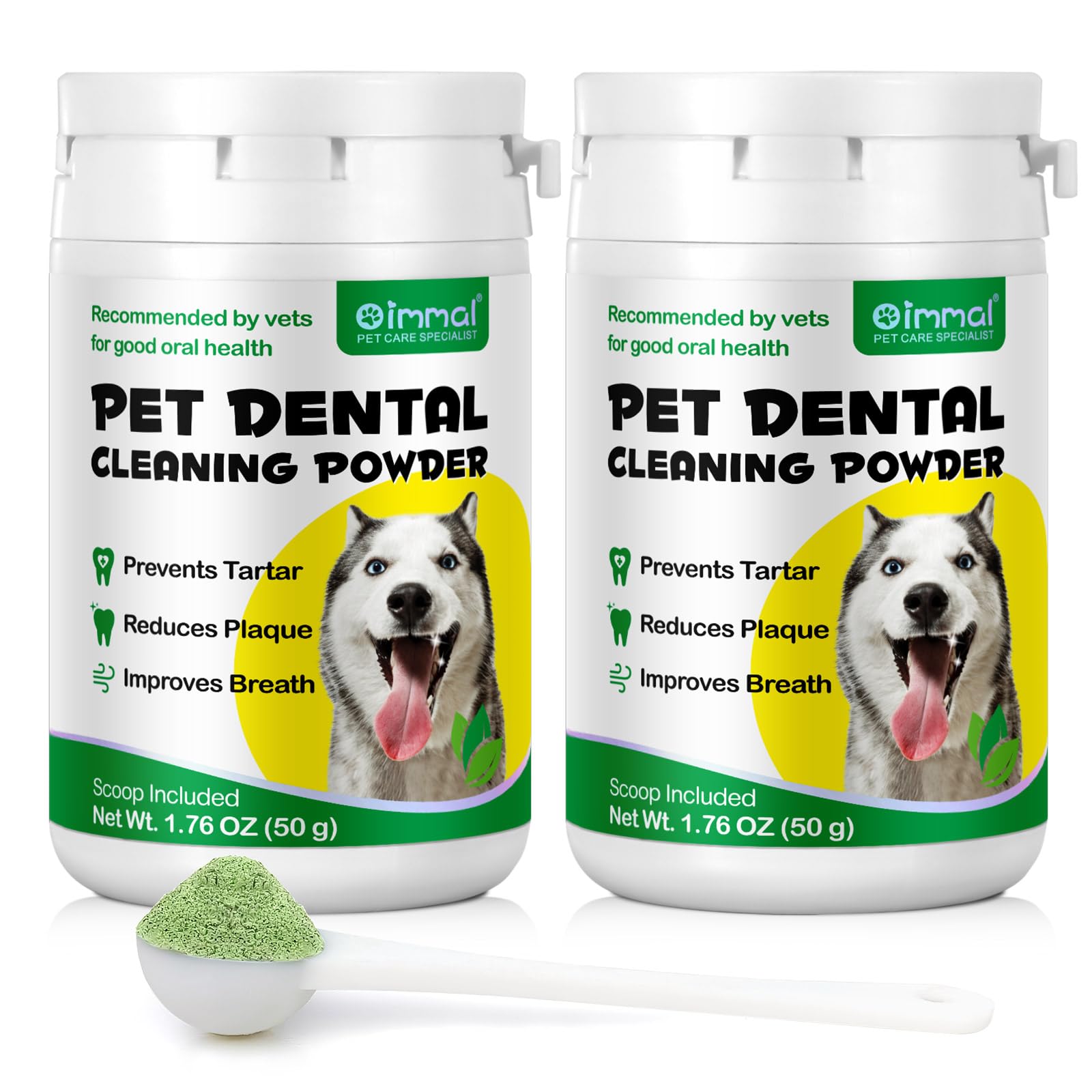 DXFFJKVG Dog Dental Powder, Dental Care for Dog Teeth Breath Freshener, Plaque & Bad Breath Off Powder Dog - Helps Dental Health for Small, Medium and Large Dog - 50g 2 Pack