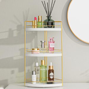 bstsll 3 tier bathroom organizer countertop,corner bathroom counter organizer,gold bathroom countertop organizer,for skincare product, kitchen, bedroom,vanity organizer