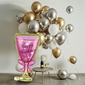 Champagne Bottle and Goblet Balloon Set,Champagne Bottle Balloon, Alcohol Balloons, Wine Balloons, Champagne Party Decorations,Large Champagne Balloons for Graduation Birthday Wedding Fun Party