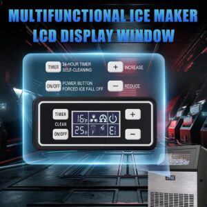 Commercial Ice Maker Machine, 270lbs/24H Stainless Steel Under Counter Ice Machine with 55lbs Ice Storage Capacity, Freestanding Cubic Ice Maker