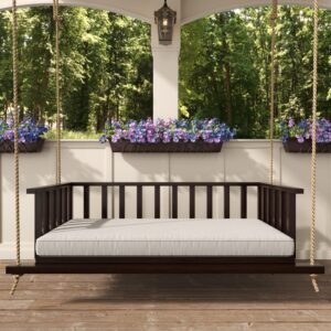 Live Casual The Madison Steel Daybed Porch Swing with Included Outdoor Cushion Set