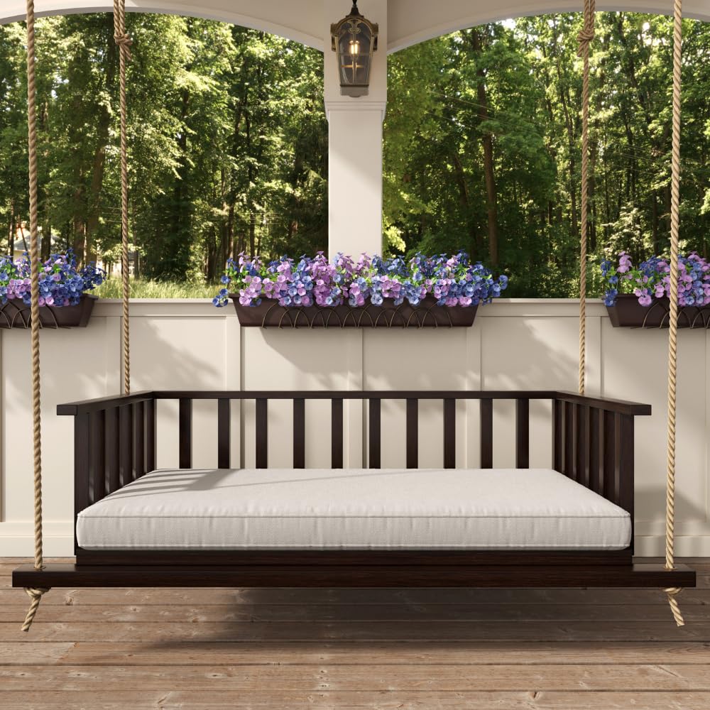 Live Casual The Madison Steel Daybed Porch Swing with Included Outdoor Cushion Set