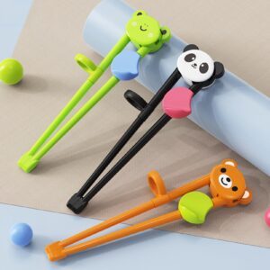 Training Chop-sticks for Kids, Training Chop-sticks Comfortable Grip Chewable Cartoon Chop-sticks for Beginners Learning chop-sticks Black Flatware