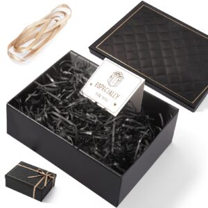 lainlight gift boxes with lids for present 9.84 * 7.08 * 3.35 inches with card, ribbon, shredded paper for mother's day black