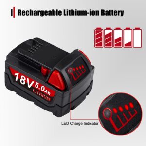 FEOTDN 2Packs 5.0Ah XC Lithium-ion 18V Replacement Battery for Milwaukee M-18 Battery Compatible with Milwaukee 18V Cordless Power Tools