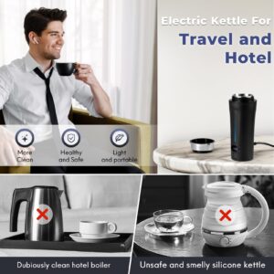 Portable Electric Kettle for Travel 110-240V Auto, Portable Kettle with LCD Display, 4 Temperature Settings, 4 Colors LED, 350ML & 304 Stainless Steel