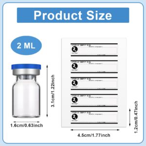 Threlaco 20 Sealed Sterile Empty Vials with Self Healing Injection Port Glass Penicillin Bottle with 20 Label Stickers (2ml)