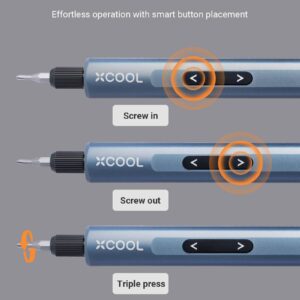 XCOOL Mini Electric Screwdriver Set with Drill Bits, 52-in-1 400RPM 5 Torque Settings Electric Precision Screwdriver, 48 Magnetic Bits, Pry Bar, Led, Tweezer, Electric Precision Screwdriver Kit for Pc