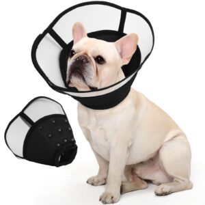 kuoser dog cone, adjustable dog cones for small dogs, soft dog cone collar for dogs to stop licking, comfy pet recovery collars & cones alternative for dogs after surgery wound healing, black s