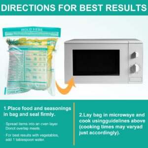 Resurhang 100 Pack Zipper Microwave Steam Bags Reusable Steam Cooking Bags for Vegetables Potatoes and Meat