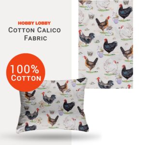 Roosters Cotton Calico Fabric (1 Yard) – Printed Sewing Fabric by The Yard – Lightweight Precut Fabric for Sewing Clothes, Homeware, & Other Accessories – DIY Craft Fabric