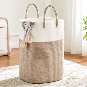 artfeel laundry basket,woven cotton rope laundry hamper,60l versatile storage for dirty clothes,baby toys,and blankets in bathroom, nursery,and living room