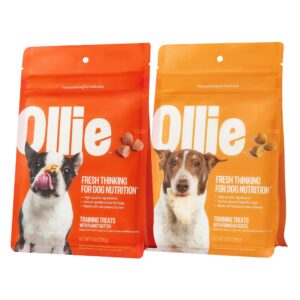 ollie soft training treats variety pack - parmesan & peanut butter recipe - dog training treats all natural - healthy dog treats - 100% human grade - baked in usa kitchens 16 oz.