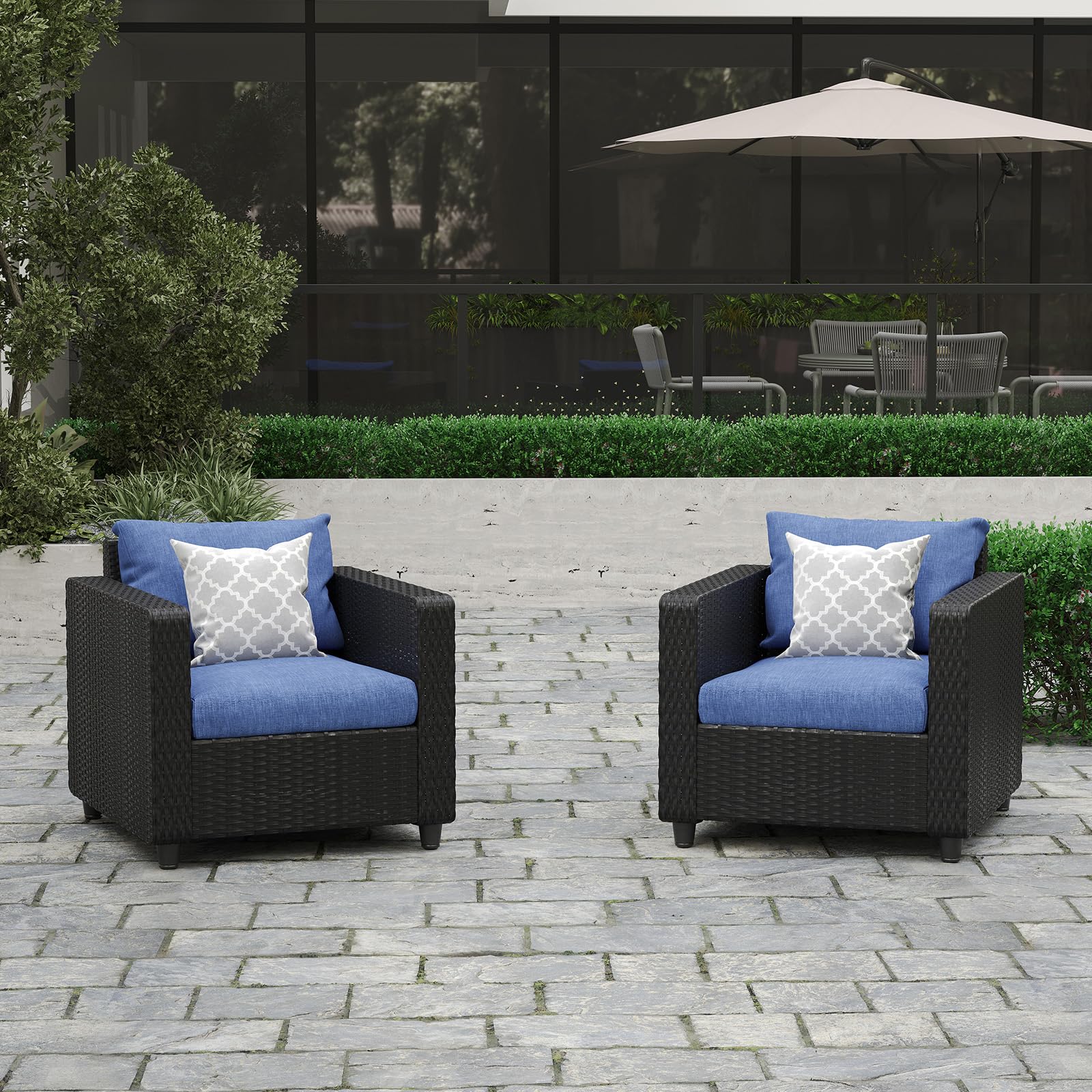 Trenlogne 2 Pieces Wicker Patio Furniture Set Outdoor Conversation Set PE Rattan for Garden Lawn Backyard Porch