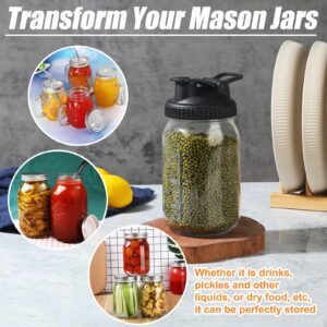 Balter-D Pour Spout Lid for Wide Mouth Mason Jars, Leak-proof Ball Canning Lids & Reusable Flip Cap Jar Lids for Mess-free Pouring and Storing, 4 Pack