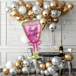 Champagne Bottle and Goblet Balloon Set,Champagne Bottle Balloon, Alcohol Balloons, Wine Balloons, Champagne Party Decorations,Large Champagne Balloons for Graduation Birthday Wedding Fun Party