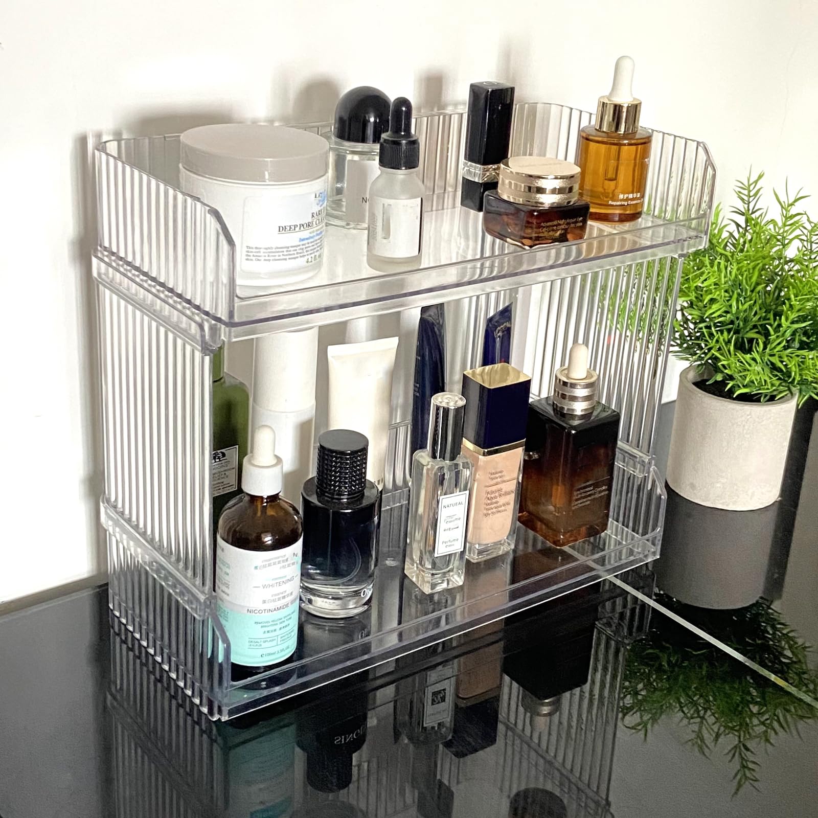 Rusnugic Bathroom Organizer Countertop, Counter Organizer for Bathroom - 2 Tier Sink Organizer Shelf for Vanity Counter Storage, Skincare lotion Perfume Makeup Dresser Countertop Organizer