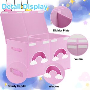 Large Toy Box Chest,Collapsible Sturdy Storage Bins with Lids,Large Kids Toy Storage Organizer Boxes Baskets for Kids,Boys,Girls,Toddler,Nursery Room,Playroom(Pink Cloud)