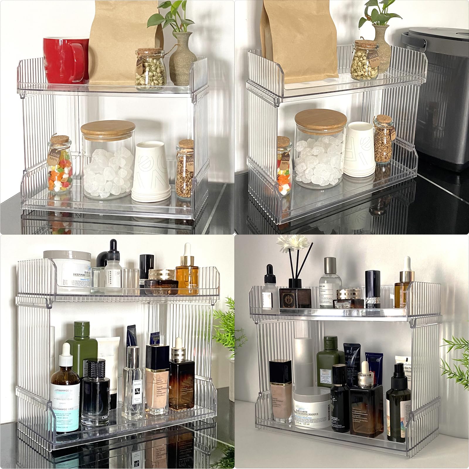 Rusnugic Bathroom Organizer Countertop, Counter Organizer for Bathroom - 2 Tier Sink Organizer Shelf for Vanity Counter Storage, Skincare lotion Perfume Makeup Dresser Countertop Organizer