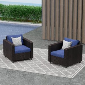 Trenlogne 2 Pieces Wicker Patio Furniture Set Outdoor Conversation Set PE Rattan for Garden Lawn Backyard Porch