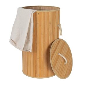 Household Essentials Bamboo Laundry Hamper with Rope Handles, 15-Gallons, Natural