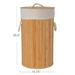 Household Essentials Bamboo Laundry Hamper with Rope Handles, 15-Gallons, Natural