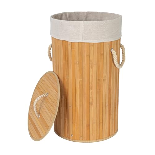 Household Essentials Bamboo Laundry Hamper with Rope Handles, 15-Gallons, Natural