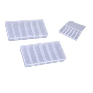 Clear Visible Plastic Storage Box- Rectangular Storage Box, Suitable For Beads, Screws Hardware Accessories Organizer Box Art DIY, Crafts, Jewelry, Fishing Tackle, With Label Stickers 6Grids 2PCS