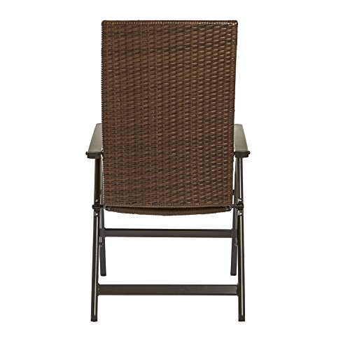 Greendale Home Fashions Outdoor Reclining Brown PE Wicker Folding Chair, Cast Slate