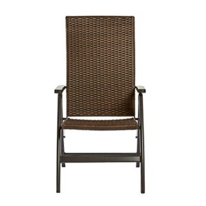 Greendale Home Fashions Outdoor Reclining Brown PE Wicker Folding Chair, Cast Slate