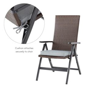 Greendale Home Fashions Outdoor Reclining Brown PE Wicker Folding Chair, Cast Slate